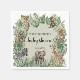 Jungle Safari Animals Greenerity Boy Baby Shower Serviette