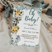 Jungle Safari Animals Greenery Floral Baby Shower Einladung
