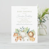 Jungle Safari Animals Kinderdusche Einladung (Stehend Vorderseite)