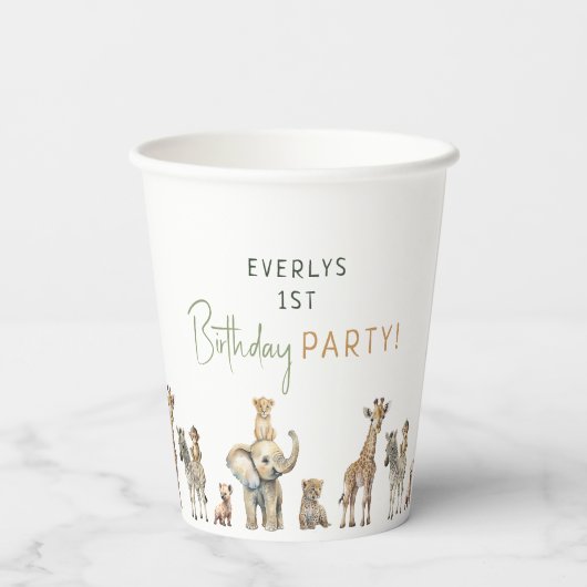 Jungle Safari Animals Kindergeburtstag Party Pappbecher (Rückseite)