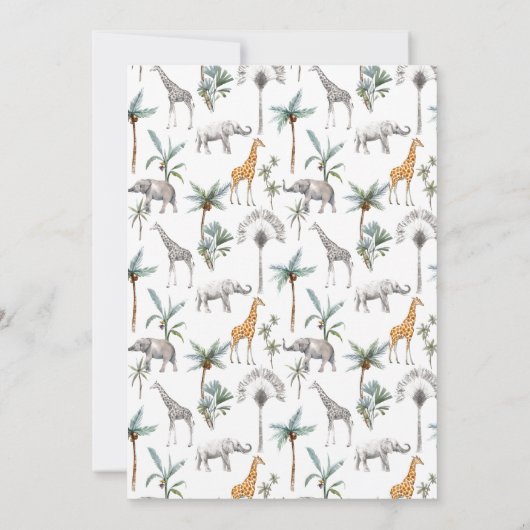 Jungle Safari Animals Moderne Baby Boy Dusche Einladung (Rückseite)