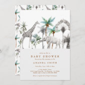 Jungle Safari Animals Moderne Baby Boy Dusche Einladung (Vorne/Hinten)