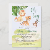 Jungle Safari Animals Oh Boy Baby Dusche Einladung (Vorderseite)