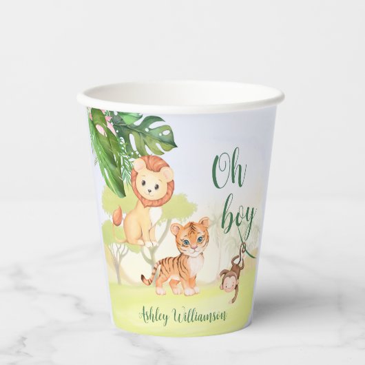 Jungle Safari Animals Oh Boy Baby Dusche Pappbecher (Vorderseite)