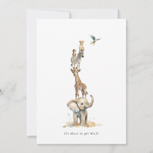 Jungle Safari Animals Paare Babydusche Einladung (Rückseite)