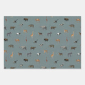 Jungle Safari Animals Pattern Blue Beige Grey Geschenkpapier Set (Vorderseite 2)