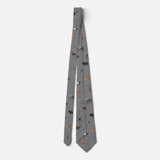 Jungle Safari Animals Pattern Dark Grey Neck Tie Krawatte (Rückseite)