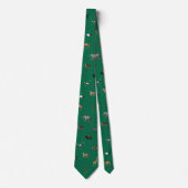 Jungle Safari Animals Pattern Kelly Green Neck Tie Krawatte (Vorderseite)