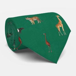 Jungle Safari Animals Pattern Kelly Green Neck Tie Krawatte