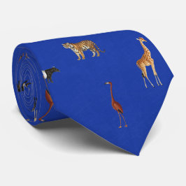 Jungle Safari Animals Pattern Royal Blue Neck Tie Krawatte