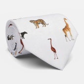 Jungle Safari Animals Pattern Stone White Neck Tie Krawatte (Gerollt)