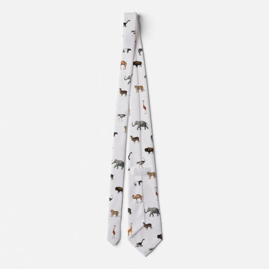 Jungle Safari Animals Pattern Stone White Neck Tie Krawatte (Rückseite)
