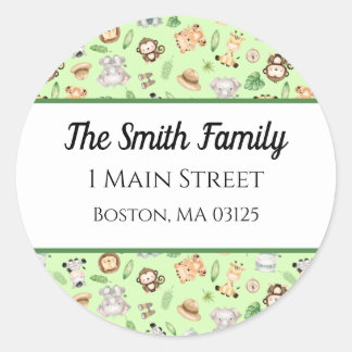 Jungle Safari Animals Rücksendeadresse Runder Aufkleber