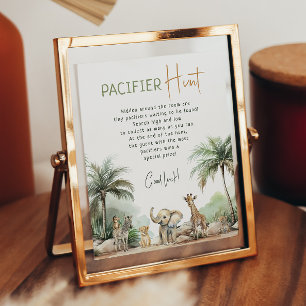 Jungle Safari Animals Schnuller Jagd Sign Poster