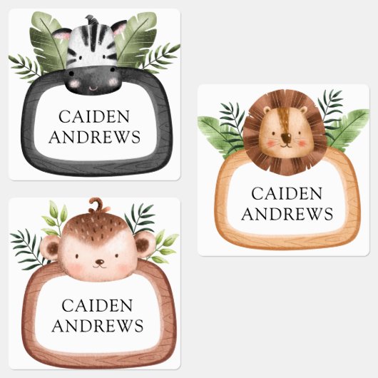Jungle Safari Animals School Etiketten (Gruppe)