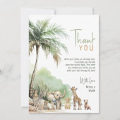 Jungle Safari Animals Vertical Baby Dusche Foto Dankeskarte (Vorderseite)