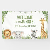 Jungle Safari Animals Welcome Birthday Banner (Horizontal)
