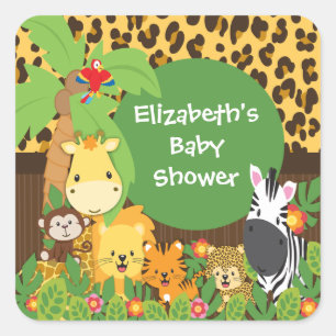 Jungle Safari Baby Animals Baby Shower Stickers
