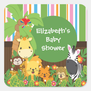 Jungle Safari Baby Animals Baby Shower Stickers