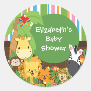 Jungle Safari Baby Animals Baby Shower Stickers