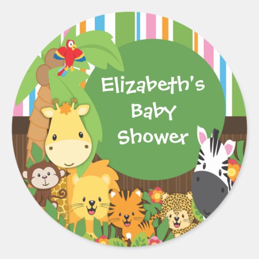 Jungle Safari Baby Animals Baby Shower Stickers (Vorderseite)