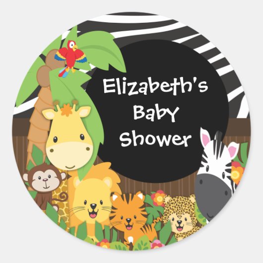 Jungle Safari Baby Animals Baby Shower Stickers (Vorderseite)
