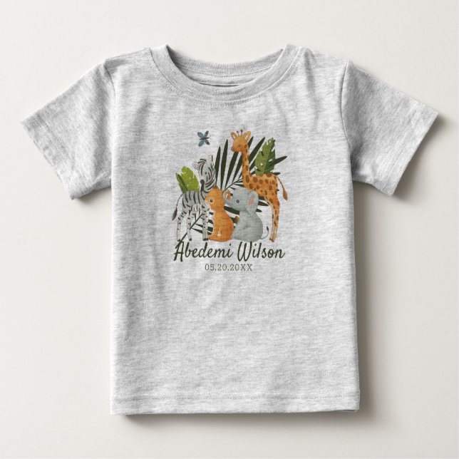 Jungle Safari Baby Dusche Baby T - Shirt (Vorderseite)