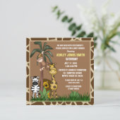 Jungle Safari Baby Dusche Einladung (Stehend Vorderseite)