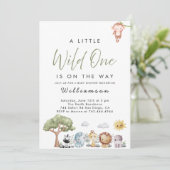 Jungle Safari Baby Dusche Einladung (Stehend Vorderseite)