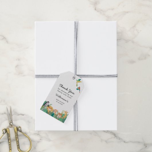 Jungle Safari Baby Dusche Geschenkanhänger (Mit Garn)