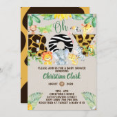 Jungle Safari Baby Dusche Oh Junge Niedlich Einladung (Vorne/Hinten)