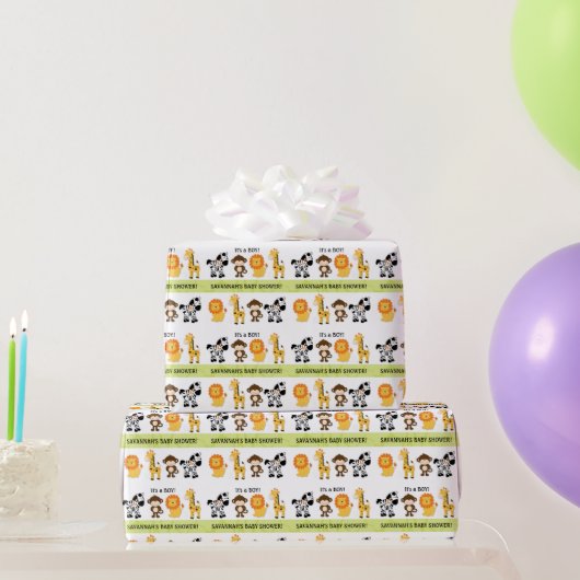 Jungle Safari Baby Dusche Personalisiert Geschenkpapier (Partygeschenke)