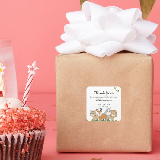 Jungle Safari Baby Dusche Quadratischer Aufkleber (Party)