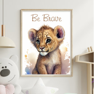 Jungle Safari Baby Lion Animal Print Poster