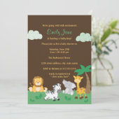 Jungle Safari Baby Showdusche laden ein Einladung (Stehend Vorderseite)