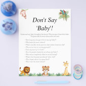 Jungle Safari Baby Showspiele Flyer (Einzeln)