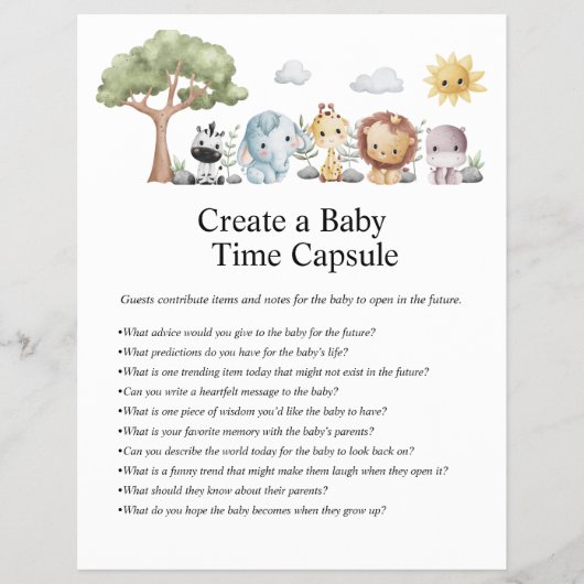 Jungle Safari Baby Showspiele Flyer (Vorne)