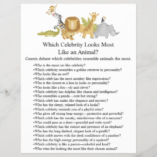 Jungle Safari Baby Showspiele Flyer