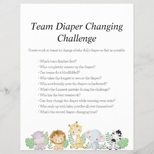 Jungle Safari Baby Showspiele Flyer (Vorne)