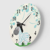 Jungle Safari Baby Zebra Kinderzimmer Wall Clock Große Wanduhr (Winkel)