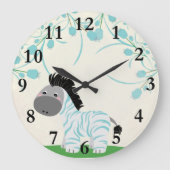 Jungle Safari Baby Zebra Kinderzimmer Wall Clock Große Wanduhr (Vorderseite)