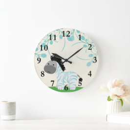 Jungle Safari Baby Zebra Kinderzimmer Wall Clock Große Wanduhr
