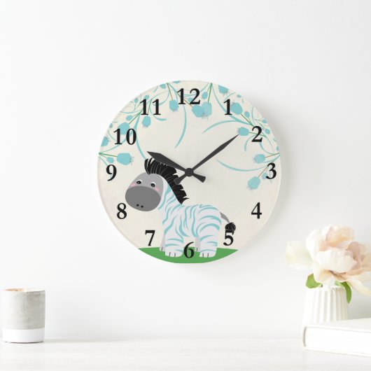 Jungle Safari Baby Zebra Kinderzimmer Wall Clock Große Wanduhr (Zuhause)