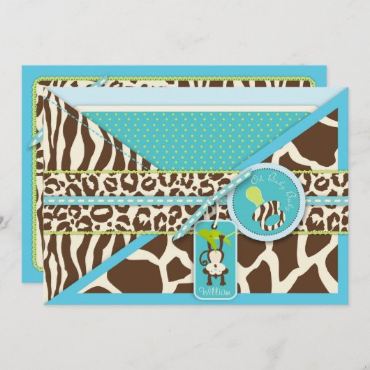 Jungle Safari Babydusche Einladung (Vorne/Hinten)