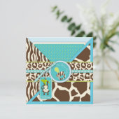 Jungle Safari Babydusche Einladung (Stehend Vorderseite)