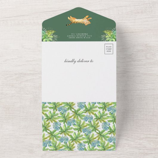 Jungle Safari Balloons Niedlich Tiger Cub Baby Dus All In One Einladung (Außenbereich)