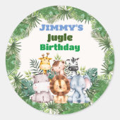 Jungle Safari Birthday Classic Round Sticker (Vorderseite)