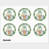 Jungle Safari Birthday Classic Round Sticker (Blatt)