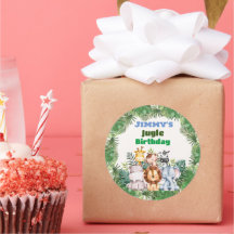 Jungle Safari Birthday Classic Round Sticker