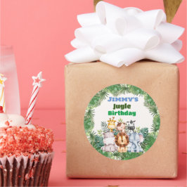 Jungle Safari Birthday Classic Round Sticker